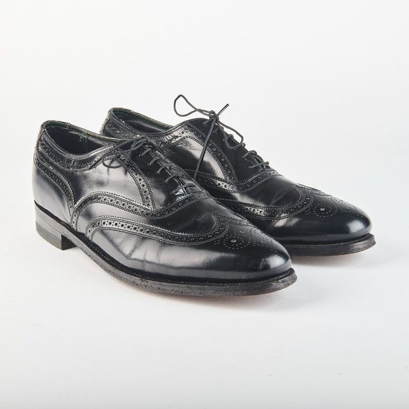 Florsheim Imperial Men\'s Black Calf Wingtip Oxfords  10 D w/ Shoe Trees & Bags!! main image 6